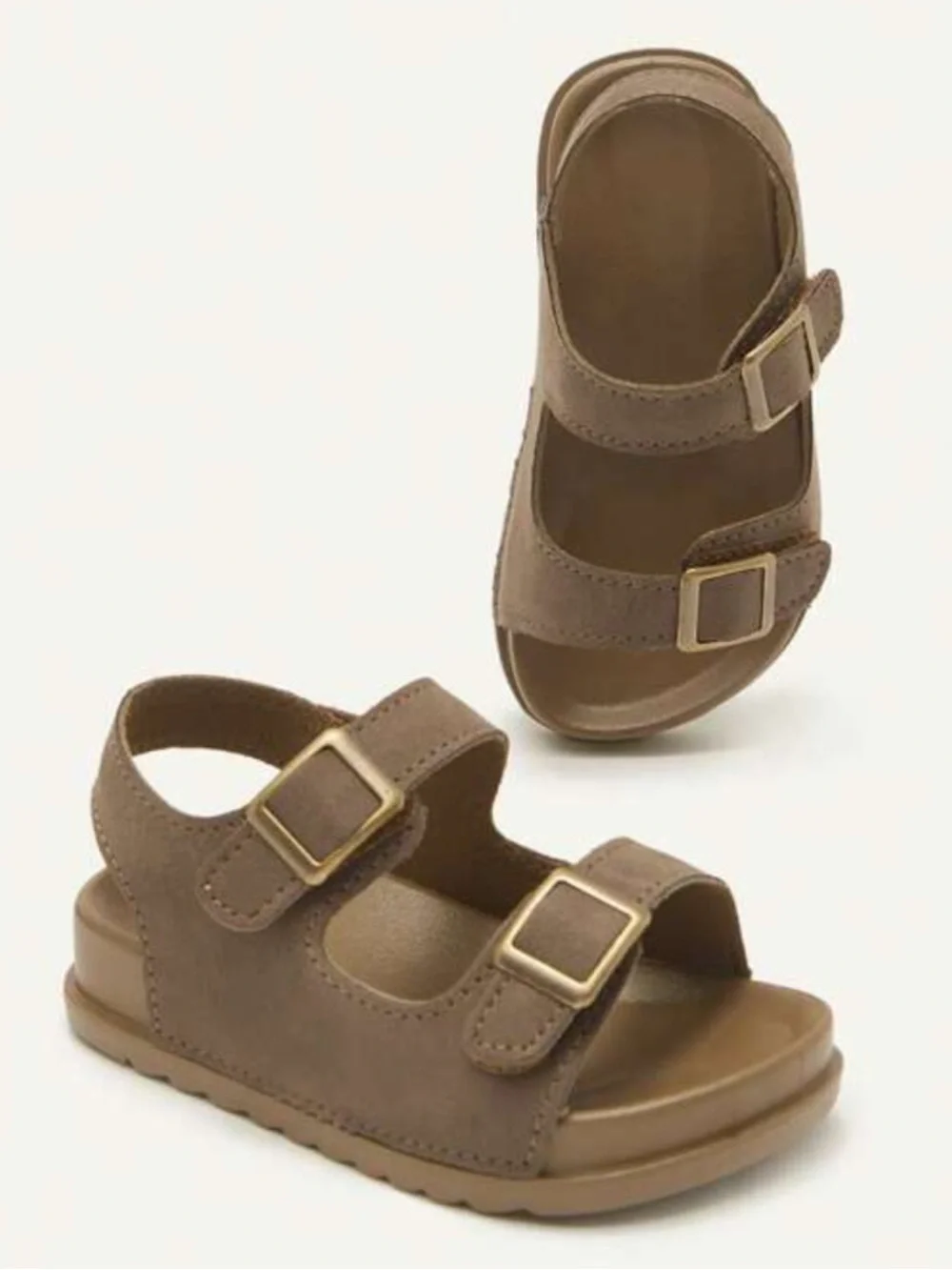 Toddler Boy Brown Suede Double-Buckle Sandals - 5.5 - Picture 2 of 8